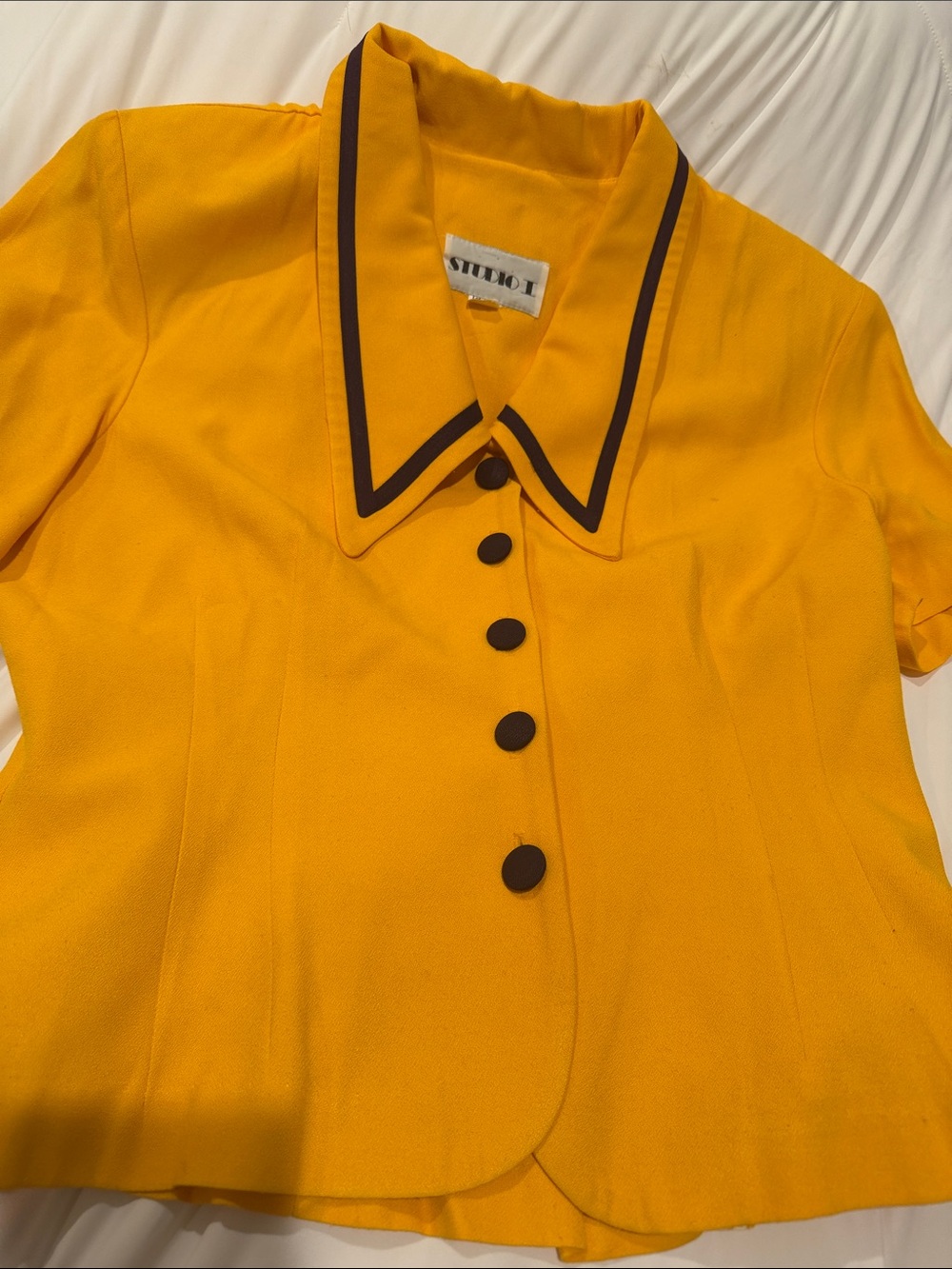 Vintage 1980s Studio I Yellow Short-Sleeve with cross detail in back